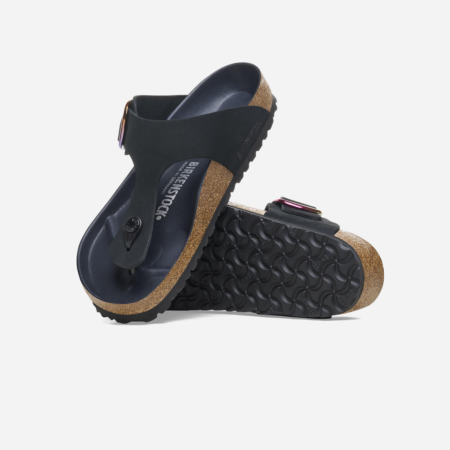 Birkenstock Gizeh Big Buckle Nubuck Leather Black Black