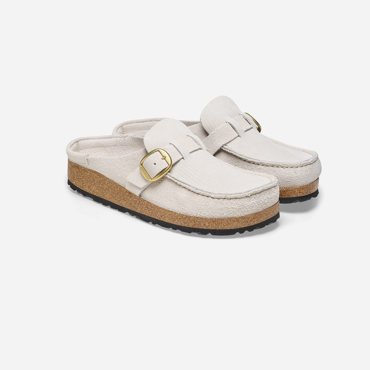 Birkenstock Buckley Suede Embossed White White/Corduroy Antique White