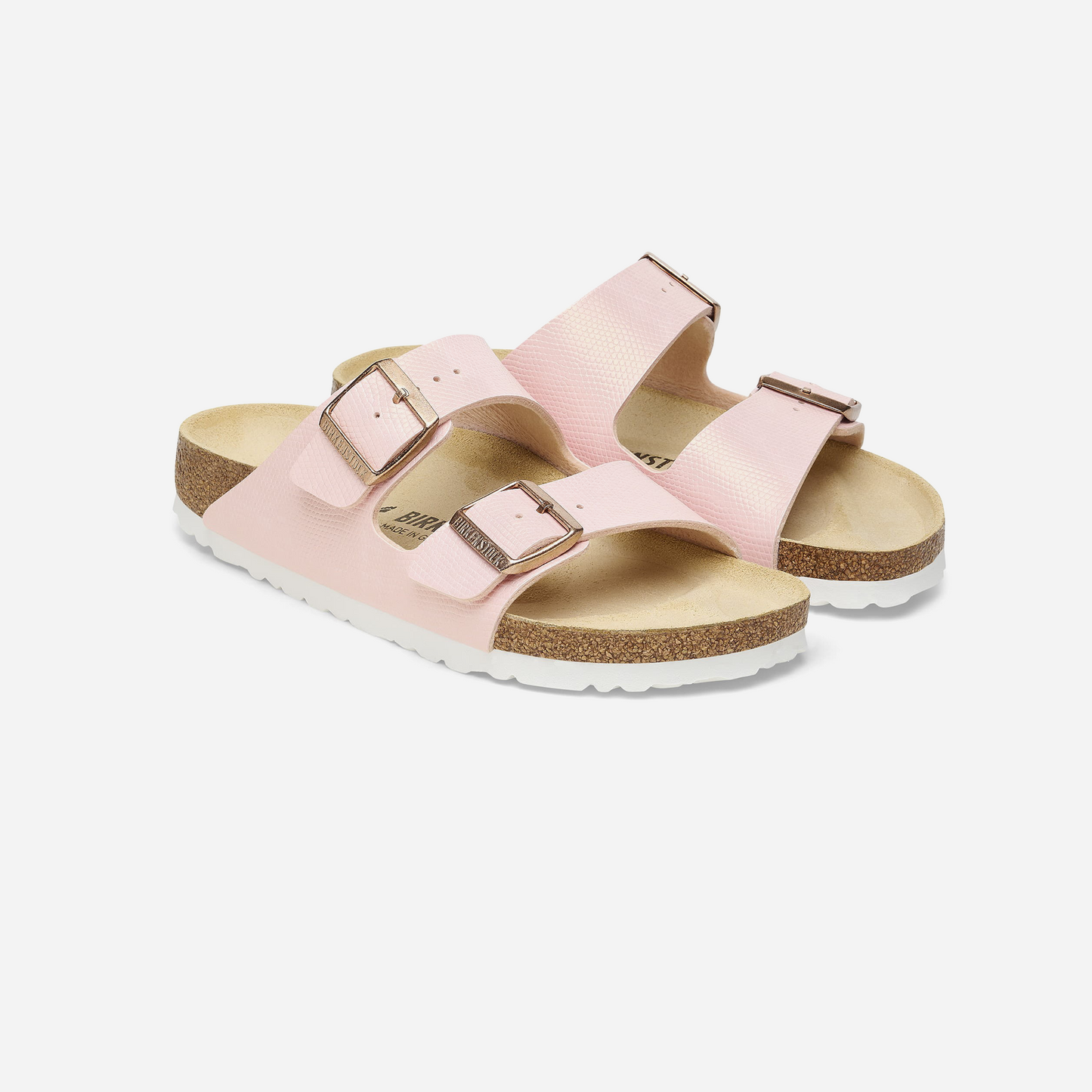 Birkenstock Arizona Birko-Flor Embossed Pink Pink/BF Shiny Lizard Light Rose