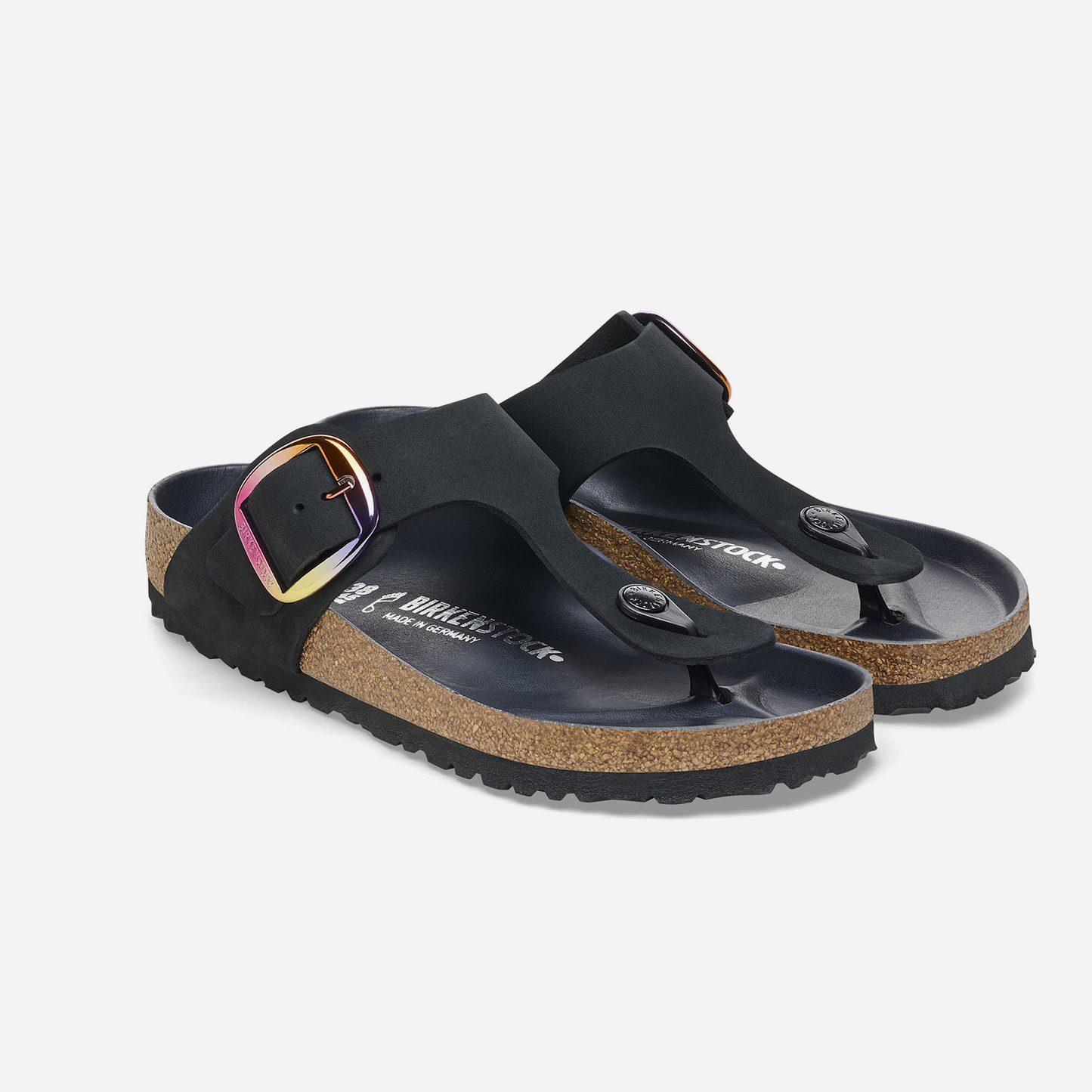 Birkenstock Gizeh Big Buckle Nubuck Leather Black Black