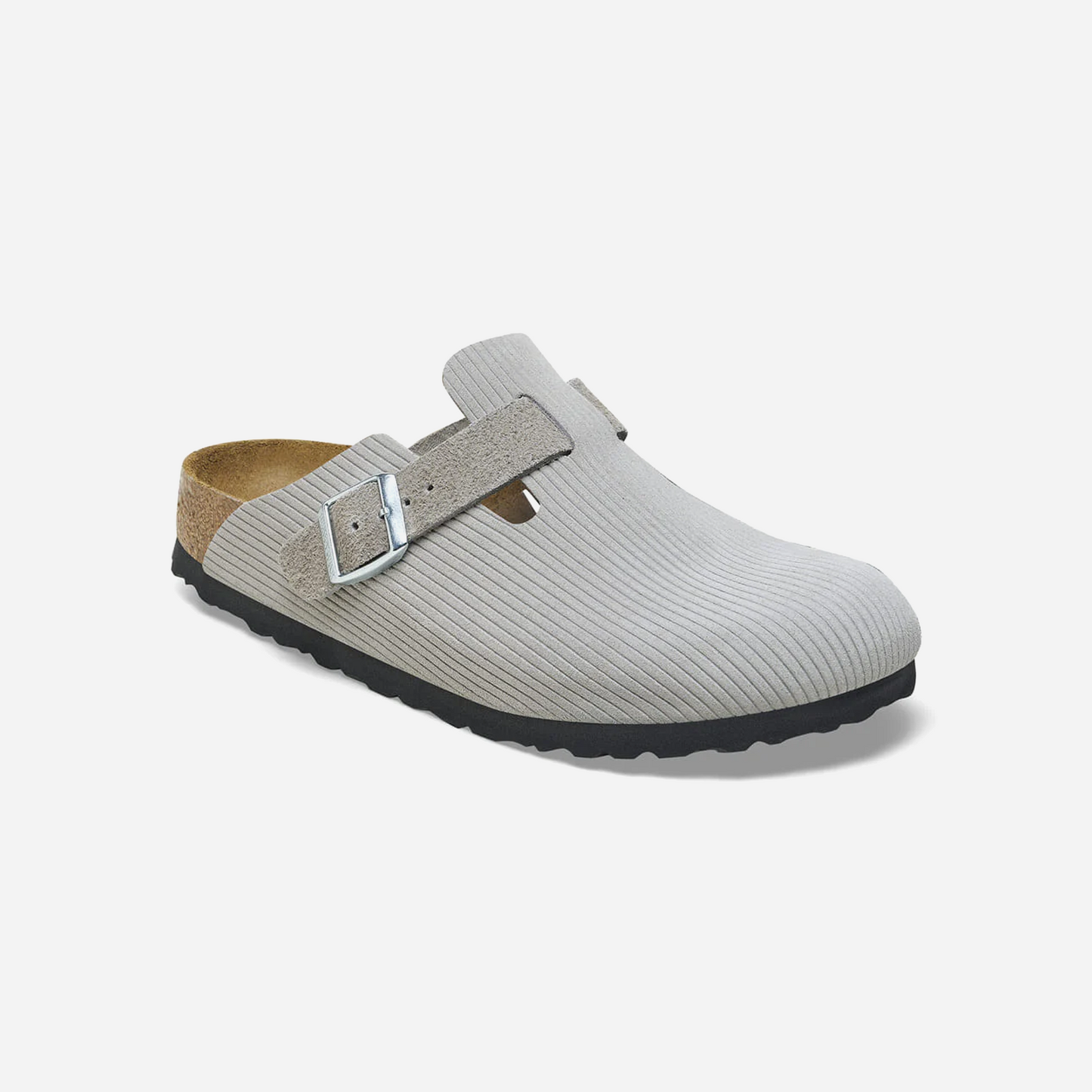 Birkenstock Boston Suede Embossed Gray Gray/Corduroy Stone Coin