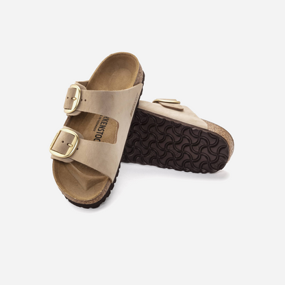 Birkenstock Arizona Big Buckle Nubuck Leather Beige Beige/Sandcastle