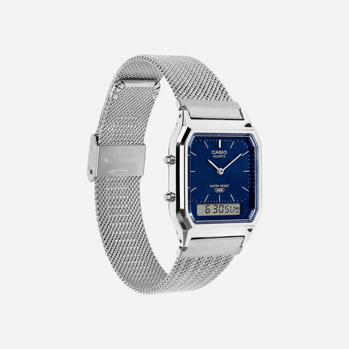 Casio Vintage AQ-230EM-2ADF Analog-Digital Mesh Blue Watch
