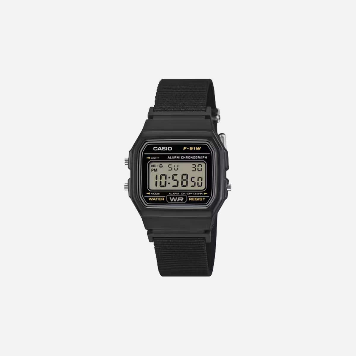 Casio F-91WF-1A Youth Water-Resistant Digital Watch Black Glass Resin Watch