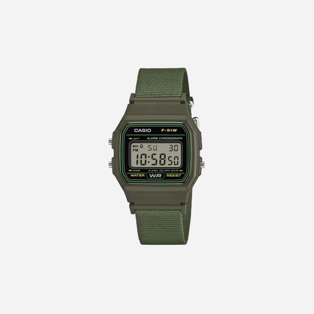 Casio Youth F-91WF-3A Water-Resistant Digital Green Resin Glass Watch
