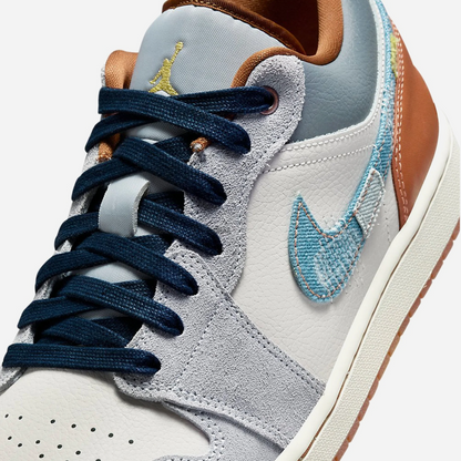 JORDAN 1 LOW SE PHANTOM REPAIRED DENIM SWOOSH