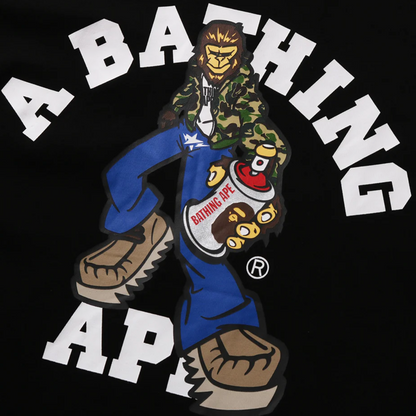 Bape Mens Graffiti Character College Relaxed Fit Tee M