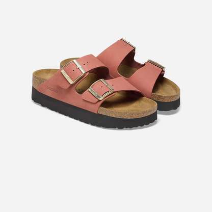 Birkenstock Arizona Platform Nubuck Leather Red Red/Mars Red