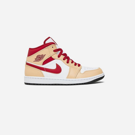 Jordan 1 Mid Light Curry Cardinal Men's