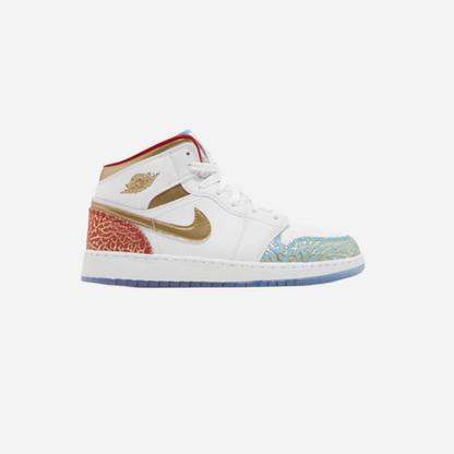 Jordan 1 Mid Sneaker School Nc To Chicago (GS)