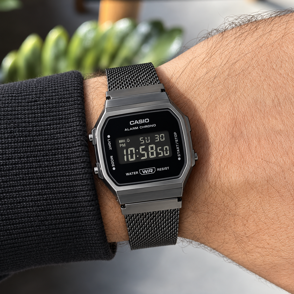 Casio Vintage A168WEMB-1BDF Quartz Black Dial Digital Stainless Steel Watch