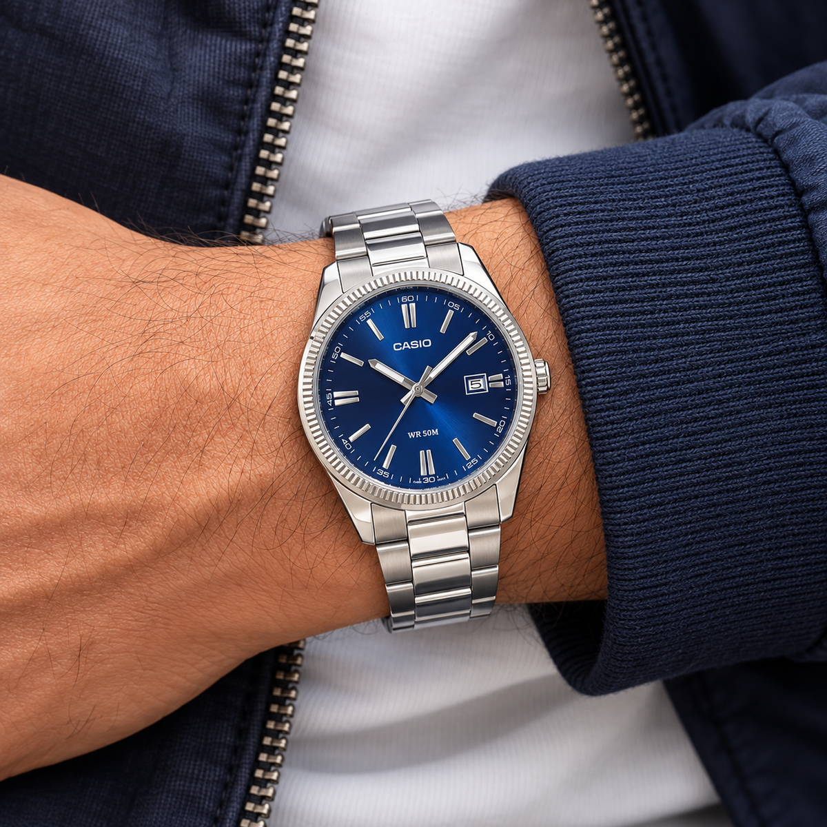 Casio Enticer MTP-1302PD-2AV Blue Dial Stainless Steel Strap Watch