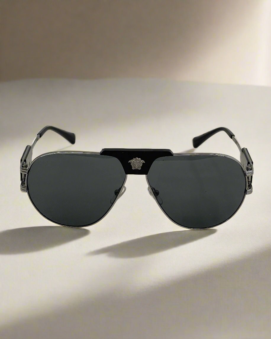 VERSACE DARK GREY PILOT MEN'S SUNGLASSES