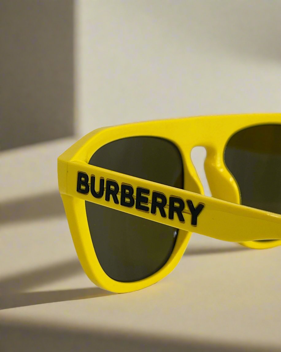 BURBERRY WREN BROWN BROWLINE MEN'S SUNGLASSES YELLOW