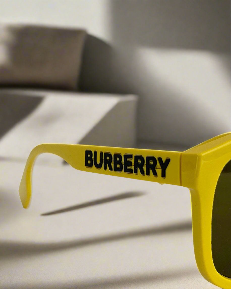 BURBERRY WREN BROWN BROWLINE MEN'S SUNGLASSES YELLOW