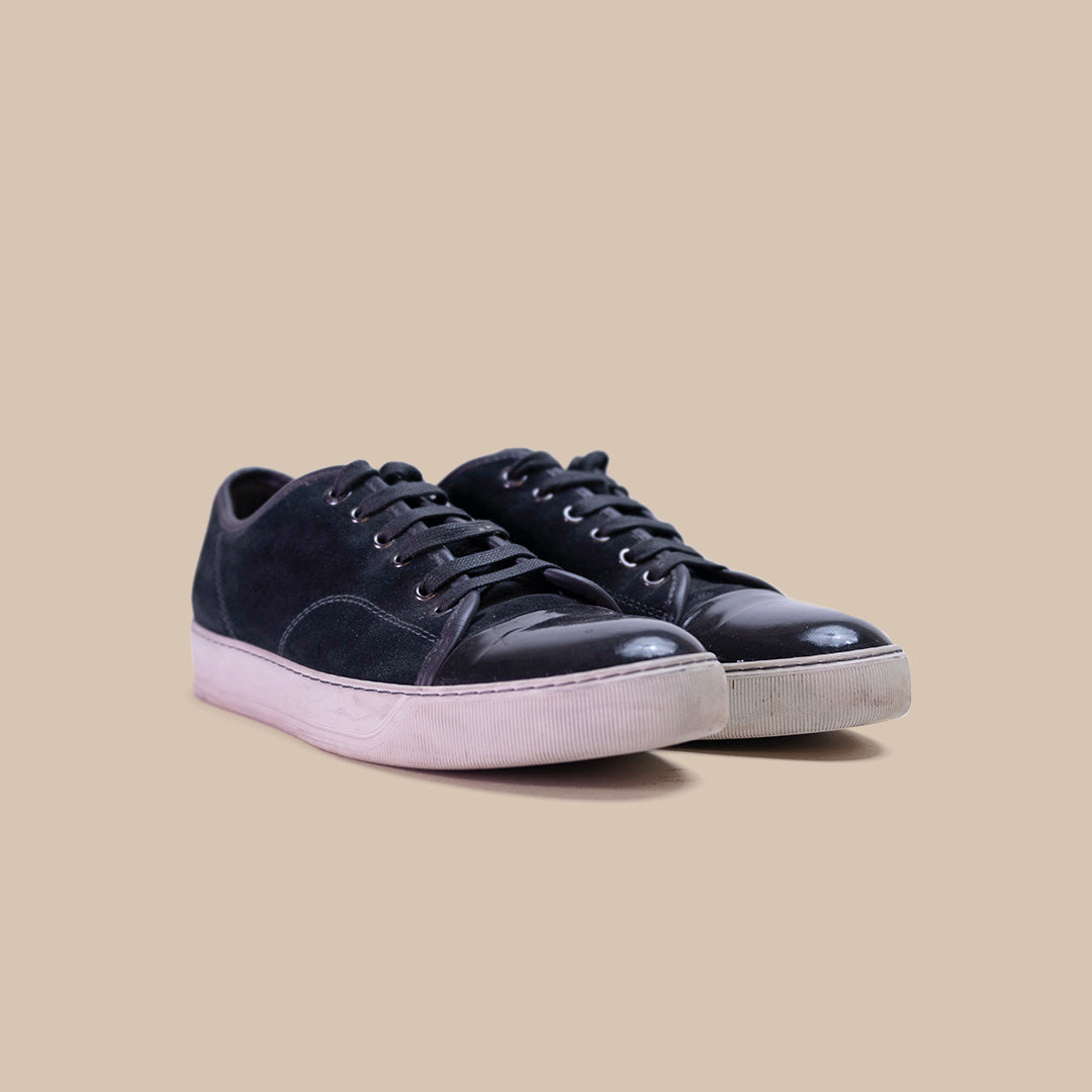 LANVIN DBB1 SUEDE AND PATENT LEATHER SNEAKERS BLUE