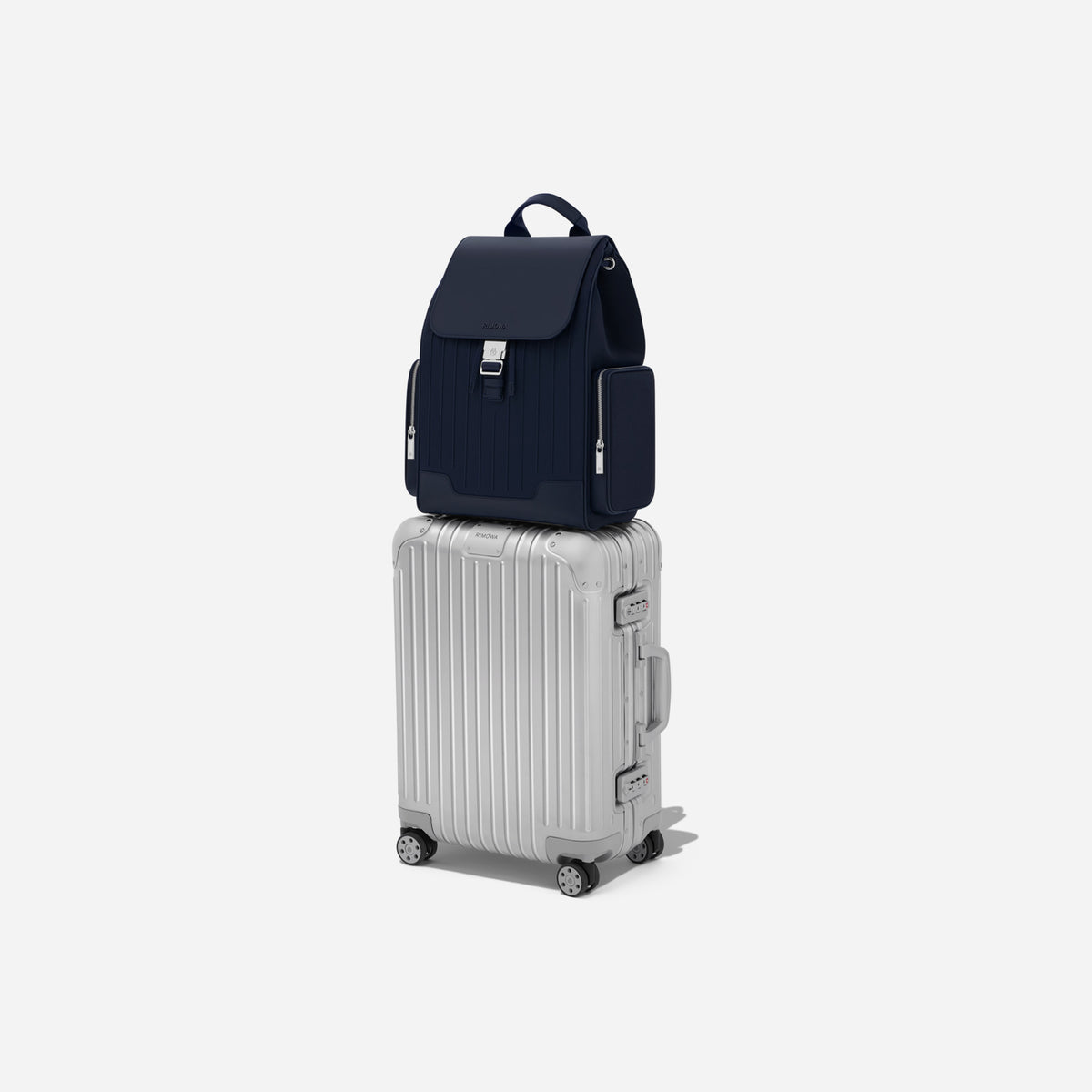 RIMOWA Never Still Canvas Flap Backpack Large Navy Blue