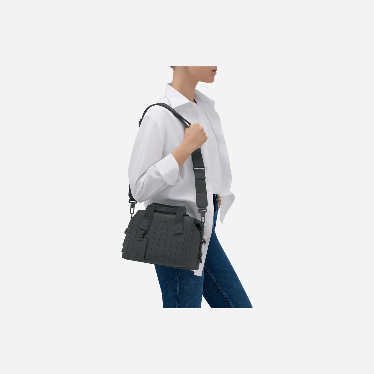 RIMOWA Never Still Leather Cross-Body Bag Small Anthracite Grey
