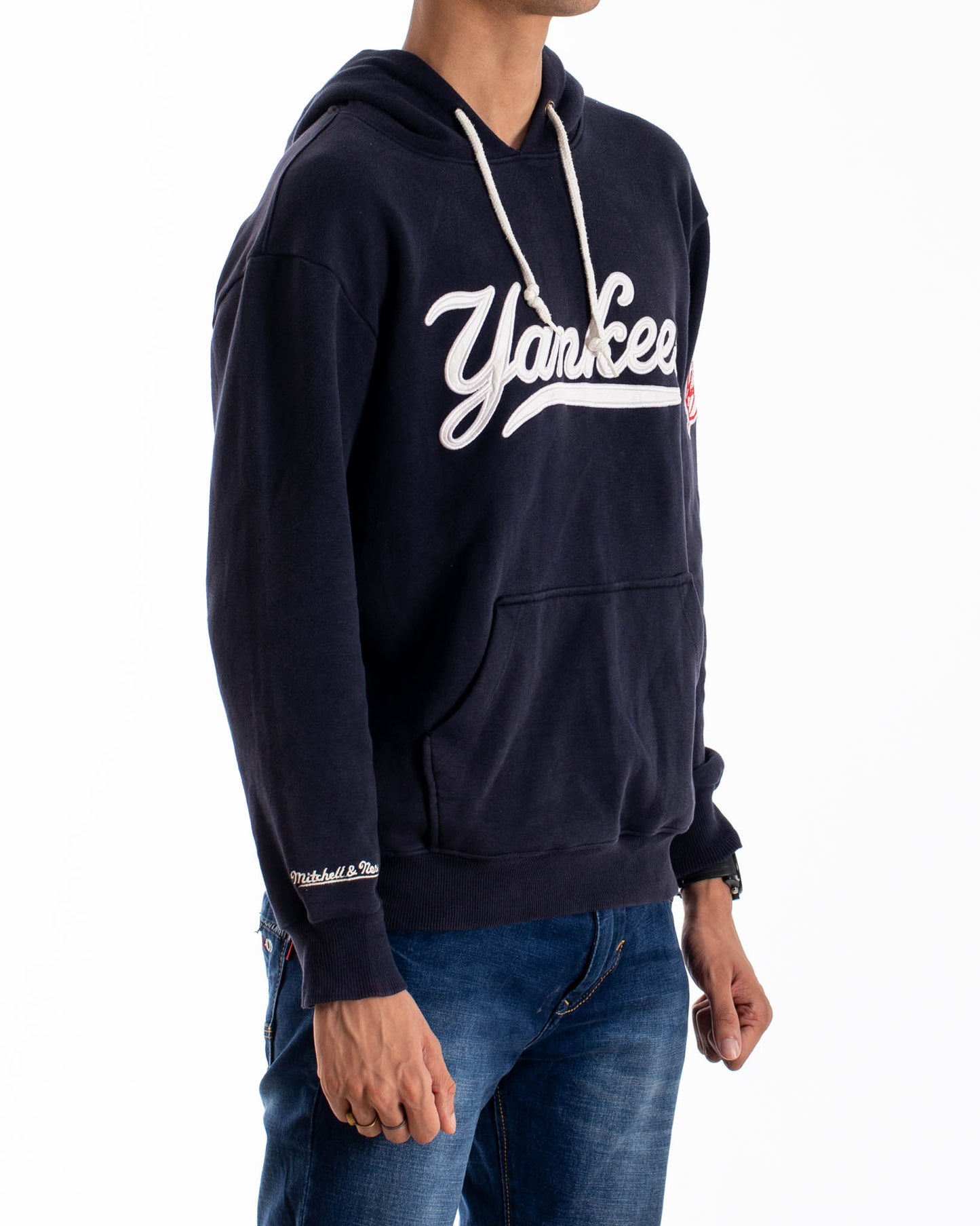 Mitchell & Neas Yankees Logo Hoodie Navy Blue