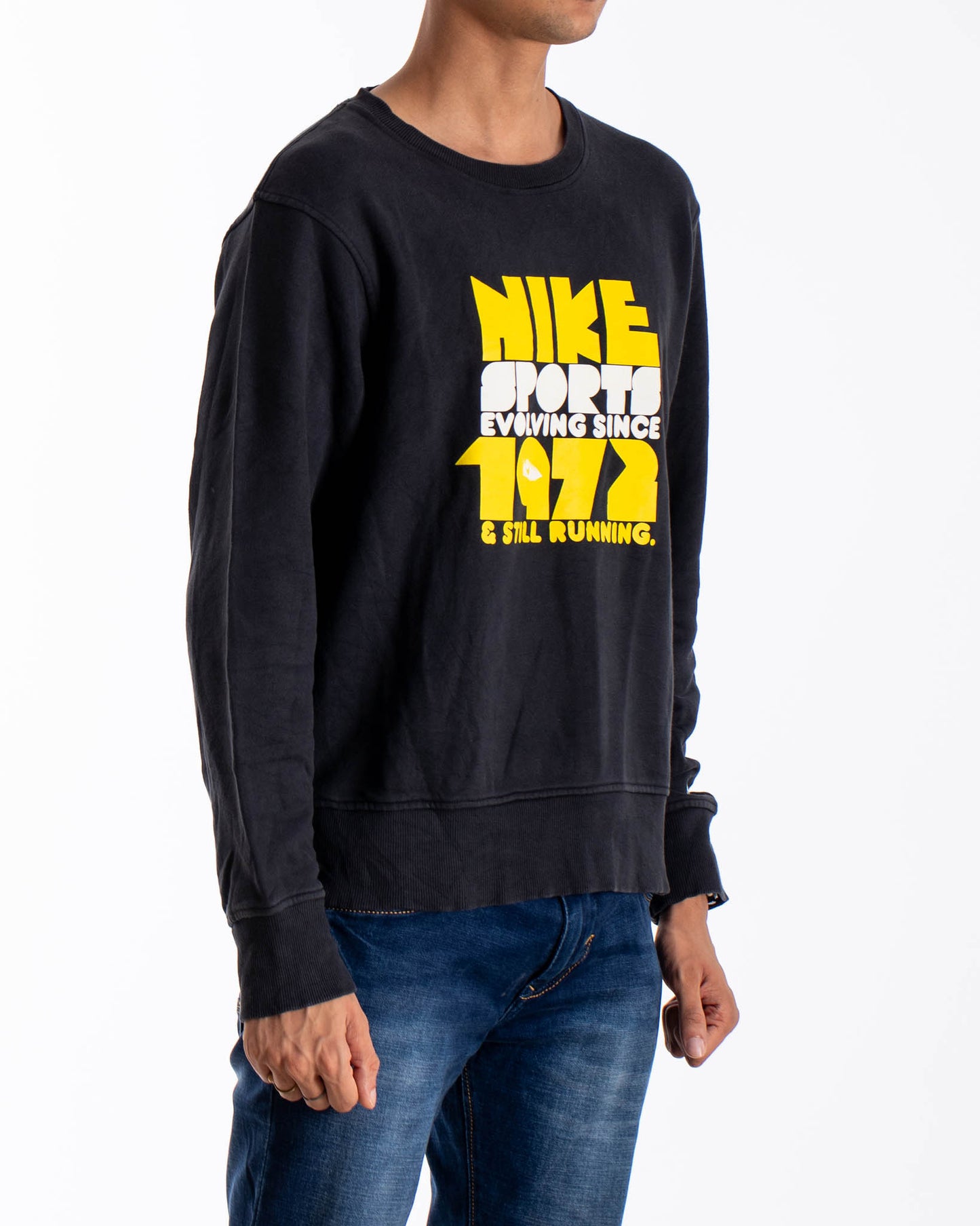 Vintage Nike SPortswear Tag Evolving 1972 Black/White/Yellow Crewneck