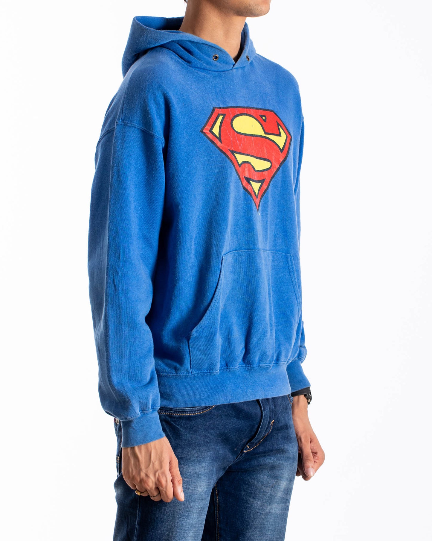 Vintage Superman Logo Hoodie On Fotl Tag Blue