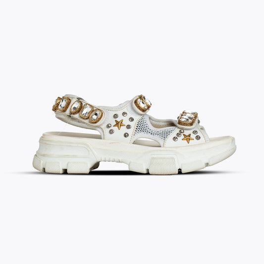 Gucci Platform Leather Jeweled Sandals