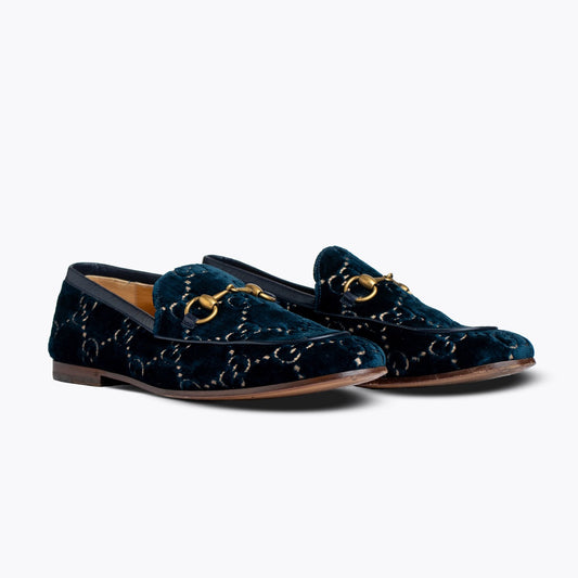 GUCCI JORDAAN GG VELVET LOAFER Blue