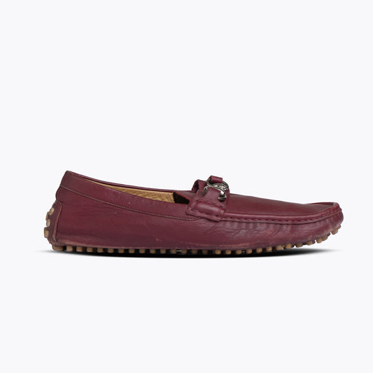 Gucci 322741 Maroon Leather Mens Driving Shoes