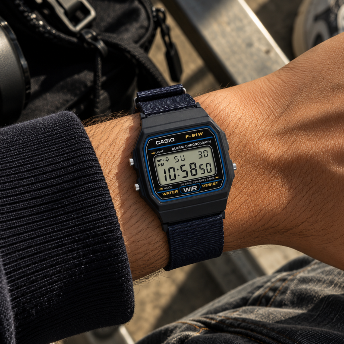 Casio Youth F-91WF-2A Water-Resistant Digital Blue Resin Glass Watch