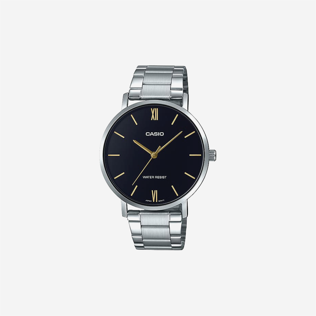 Casio Enticer MTP-VT01D-1BUDF Quartz Black Dial Analog Stainless Steel Watch