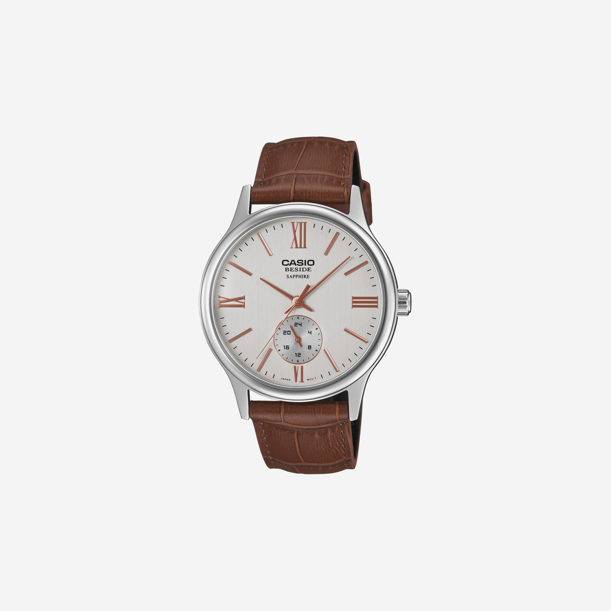 Casio BMS-100L-5AVDF Quartz Cream Dial Analog Brown Leather Strap Watch