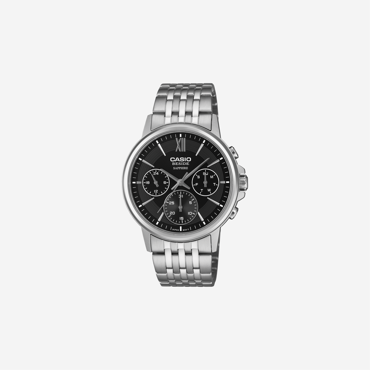 Casio Entice BMS-300D-1AVDF Quartz Black Dial Analog Stainless Steel Watch
