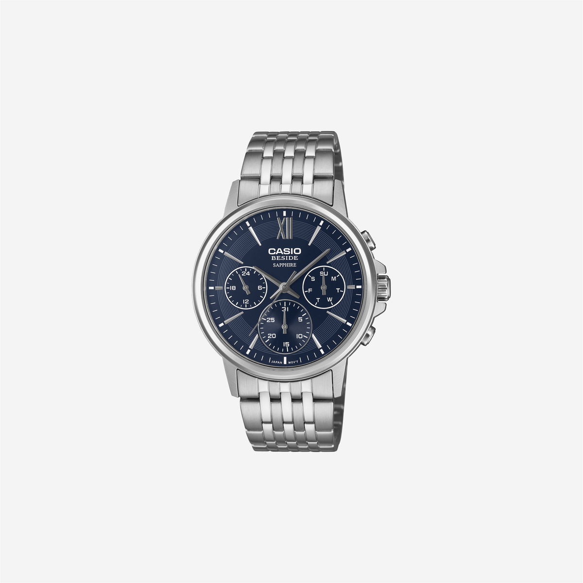 Casio BMS-300D-2AVDF Quartz Blue Dial Chronograph Stainless Steel