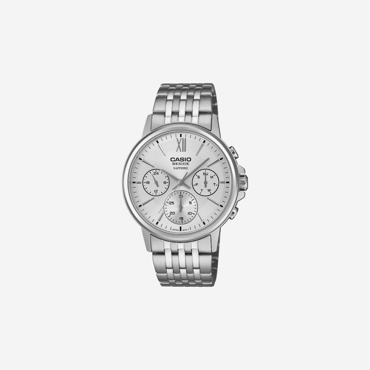 Casio BMS-300D-7AVDF Quartz White Dial Chronograph Stainless Steel