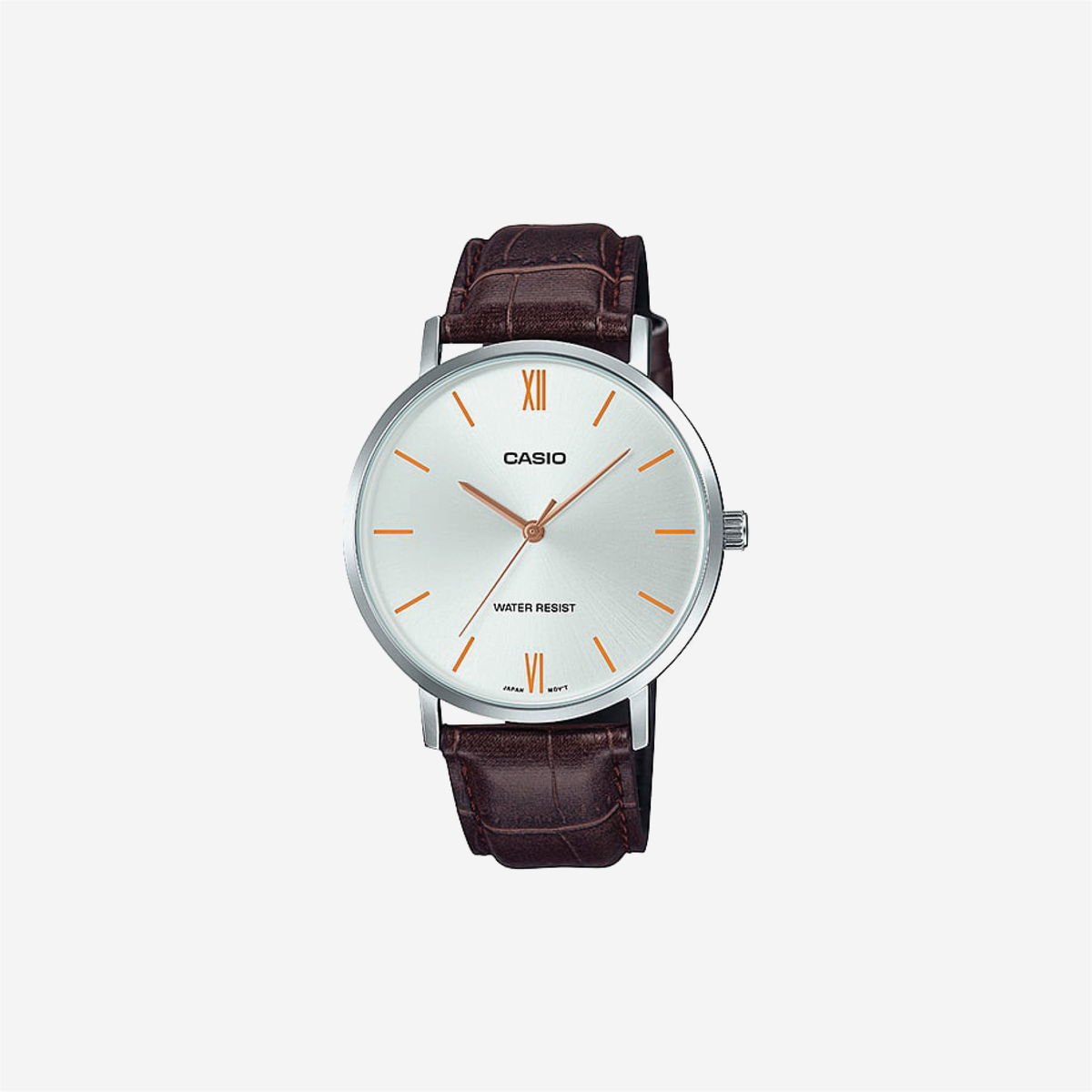 Casio Enticer MTP-VT01L-7B2UDF Quartz Silver Dial Brown Leather Strap Watch