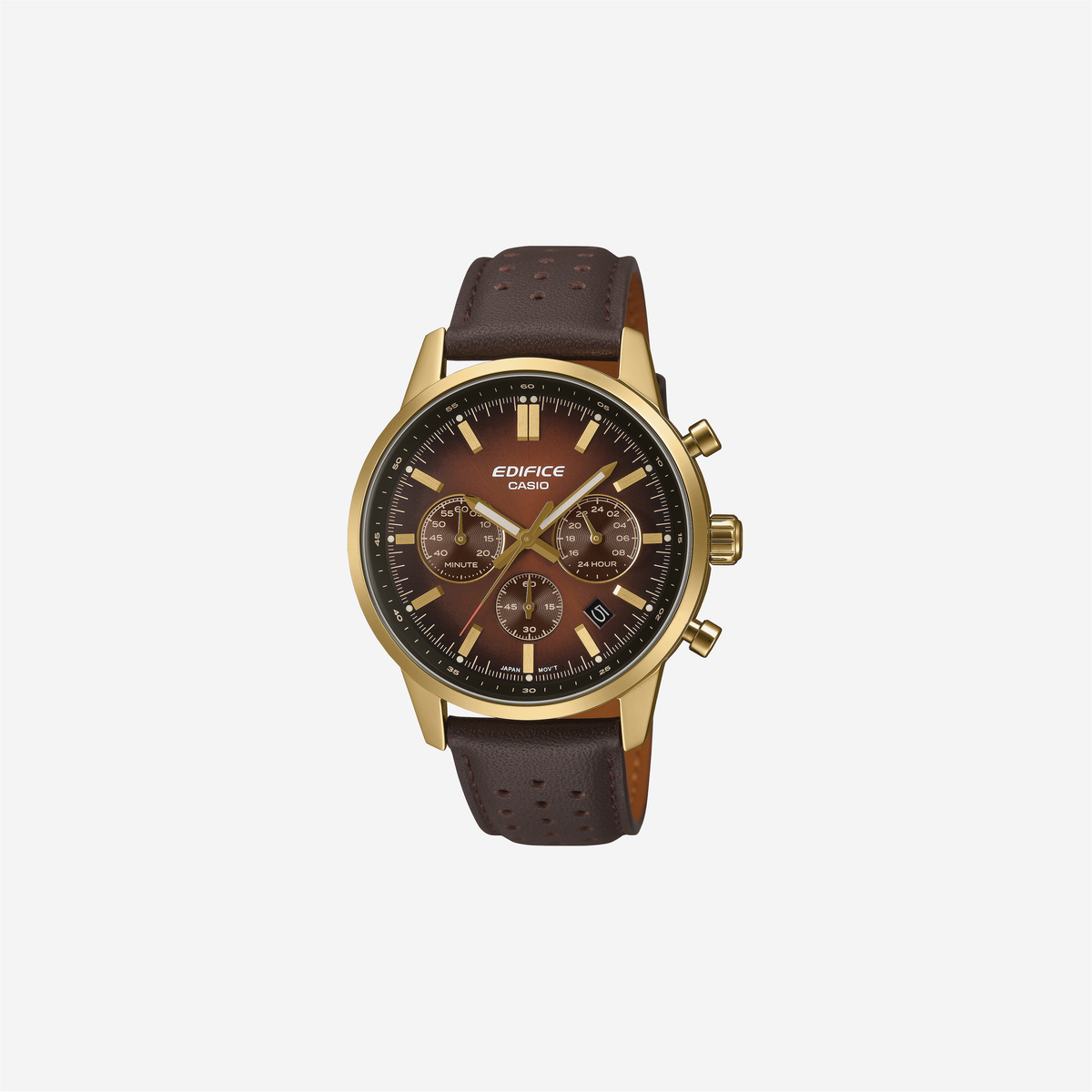 Casio Edifice EFR-575CL-5ADF Quartz Brown Dial Analog Leather Watch