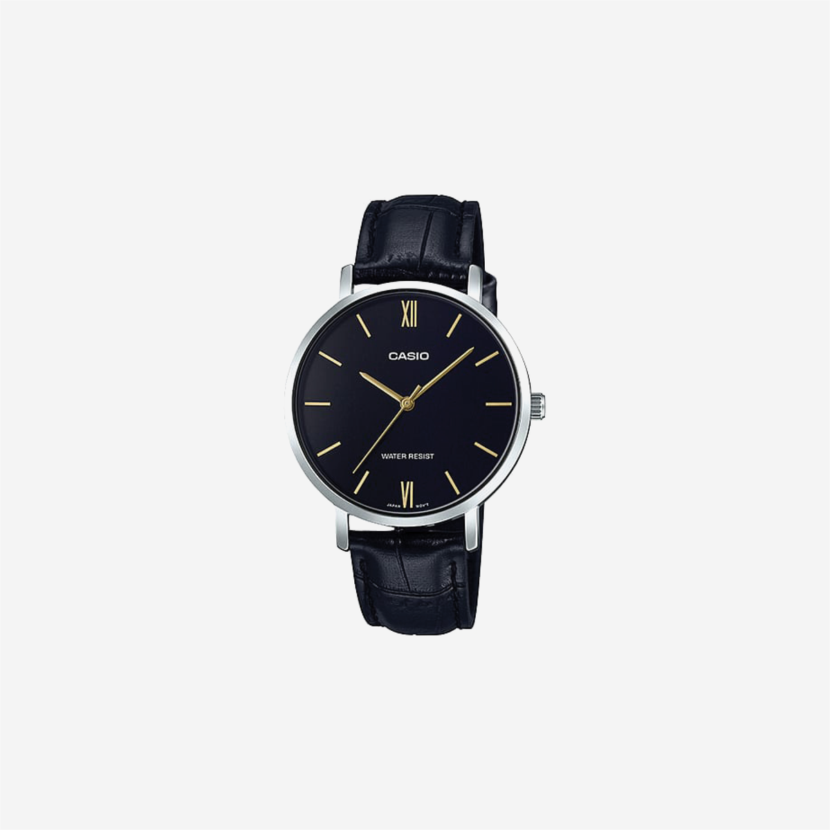 Casio Enticer LTP-VT01L-1BUDF Quartz Black Dial Analog Black Leather Strap Watch