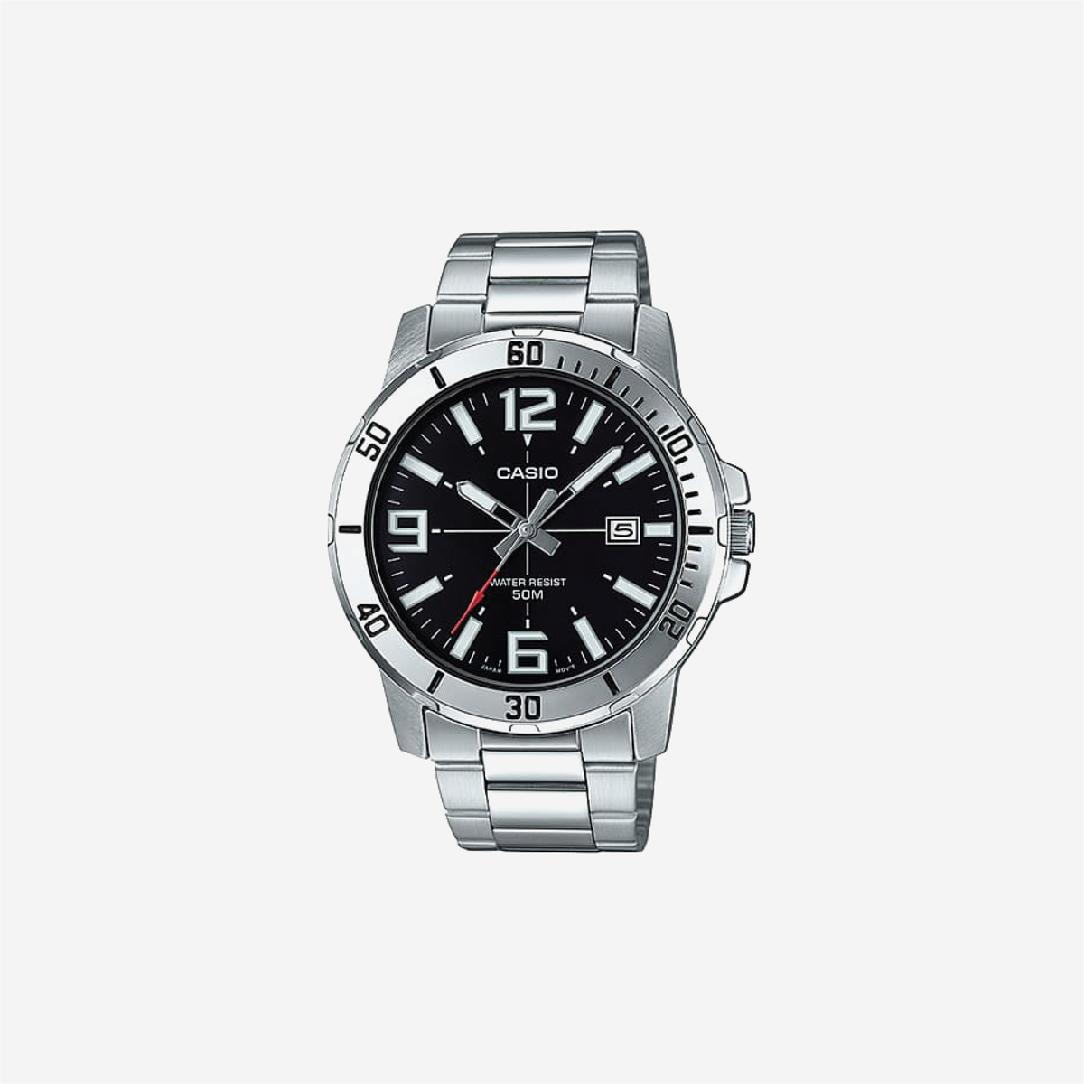 Casio Enticer MTP-VD01D-1BVUDF Quartz Black Dial Analog Stainless Steel Watch