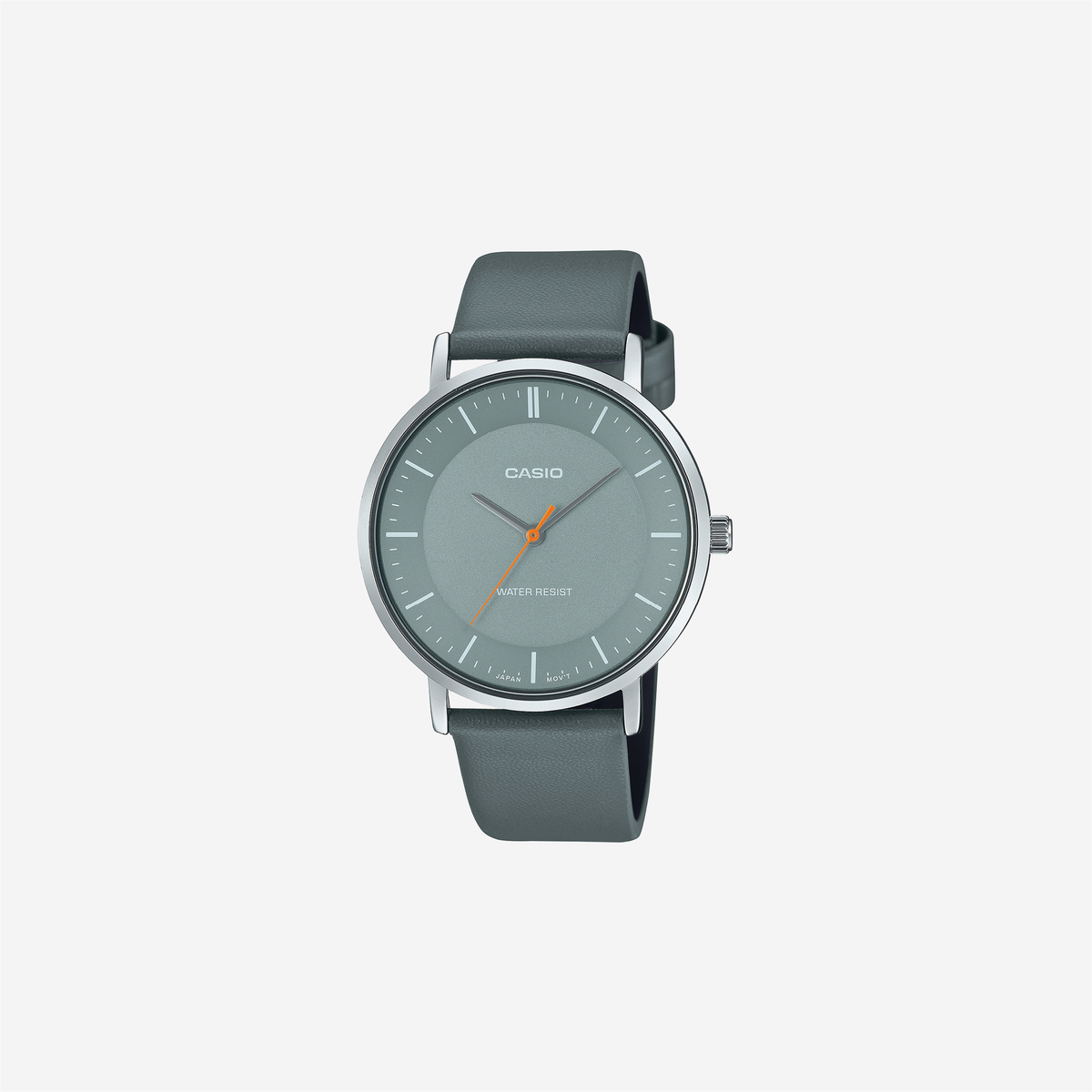 Casio Enticer MTP-VT04L-8EDF Quartz Grey Dial Analog Grey Leather Strap Watch