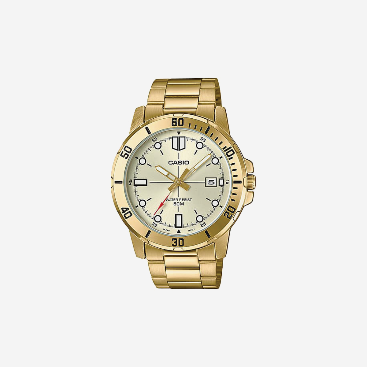 Casio Enticer MTP-VD01G-9EVUDF Quartz Gold Dial Analog Stainless Steel Watch