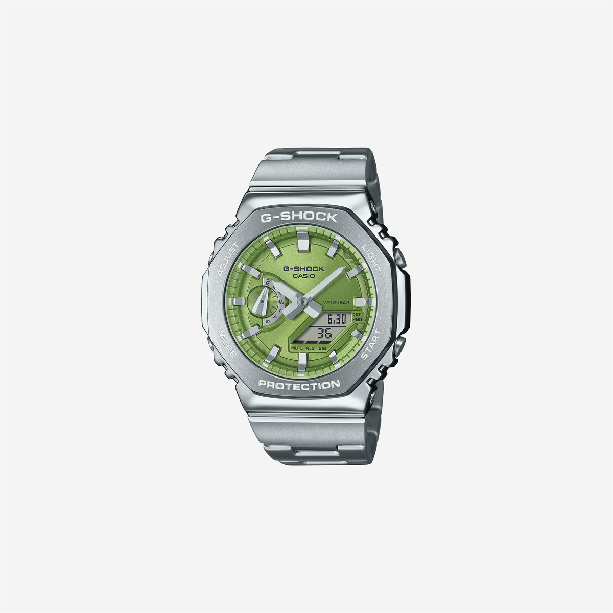 Casio G-Shock GM-2110D-3ADR Quartz Green Dial Analog-Digital Stainless Steel Watch