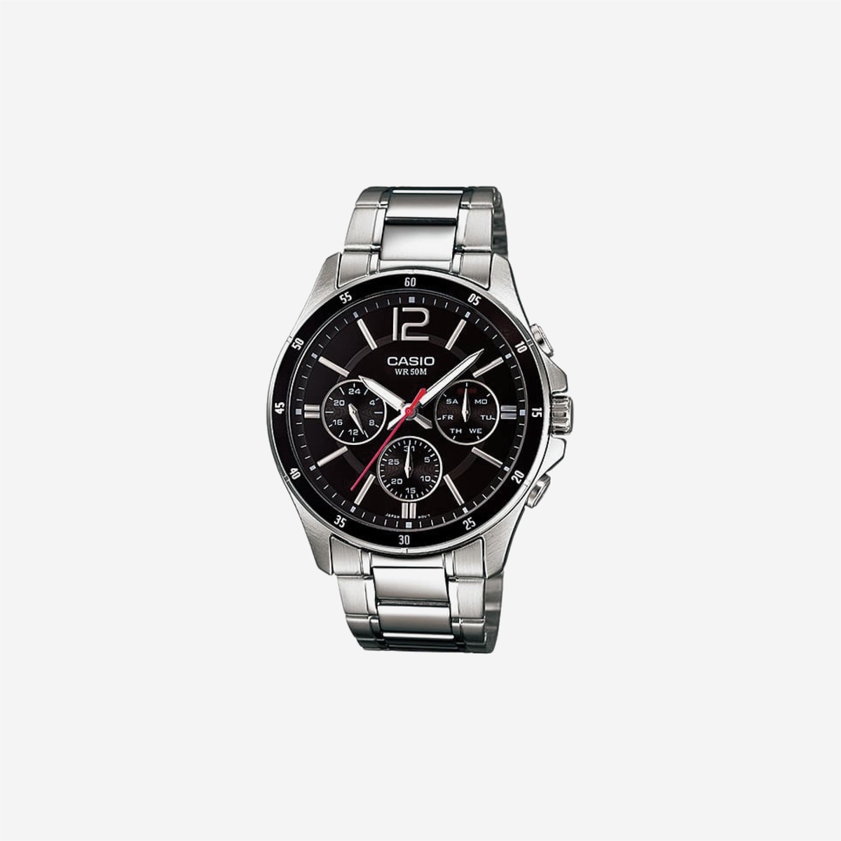 Casio Enticer MTP-1374D-1AVDF Quartz Black Dial Chronograph Stainless Steel
