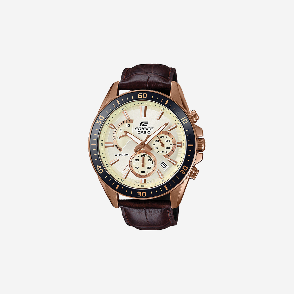 Casio Edifice EFR-552GL-7AVUDF Quartz Beige Dial Chronograph Leather Watch