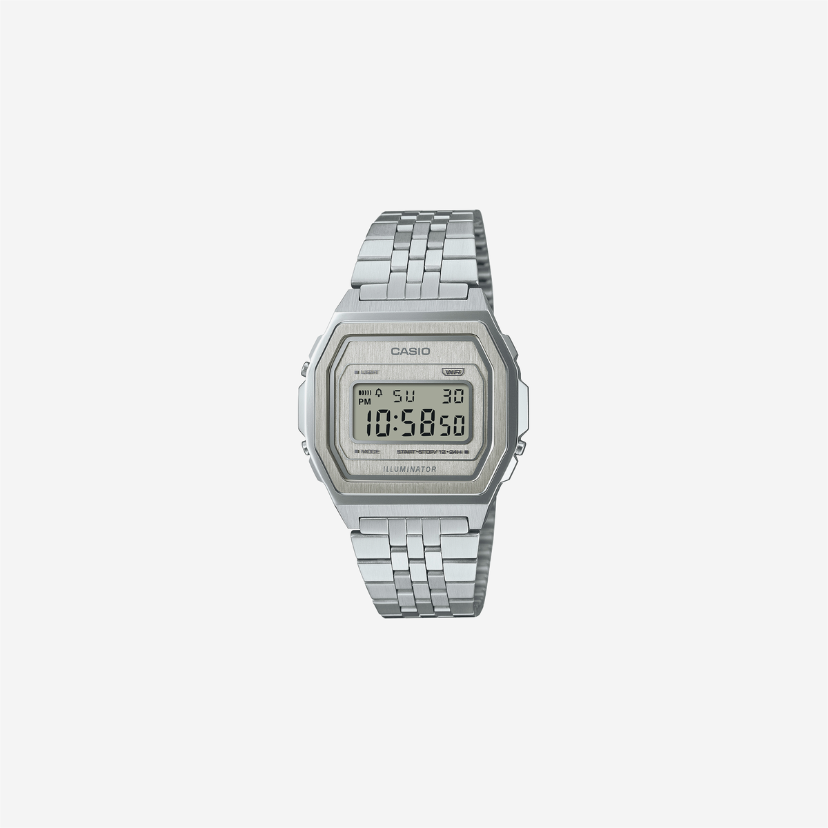 Casio Vintage A1000A-7DF Quartz Silver Dial Digital Stainless Steel Watch
