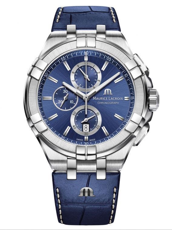 Maurice Lacroix Aikon Blue Dial and Blue Leather Strap Men's Watch - AI1018-SS001-430-1