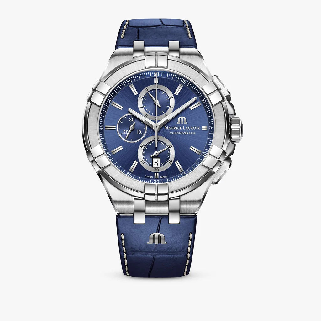 Maurice Lacroix Aikon Blue Dial and Blue Leather Strap Men's Watch - AI1018-SS001-430-1