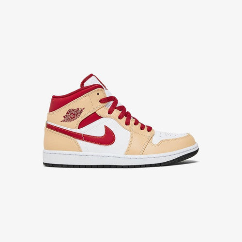 Jordan 1 Mid Light Curry Cardinal Men's