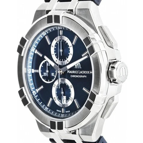 Maurice Lacroix Aikon Blue Dial and Blue Leather Strap Men's Watch - AI1018-SS001-430-1