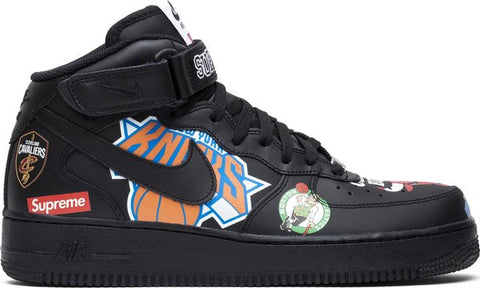 Air force 1 mid supreme sales nba black